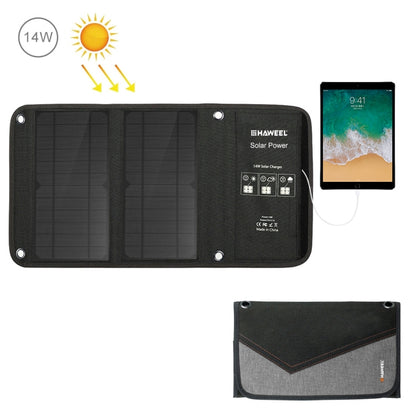 HAWEEL 14W Foldable Solar Panel Charger with 5V / 2.4A Max Dual USB Ports - HOMEYSPHERE