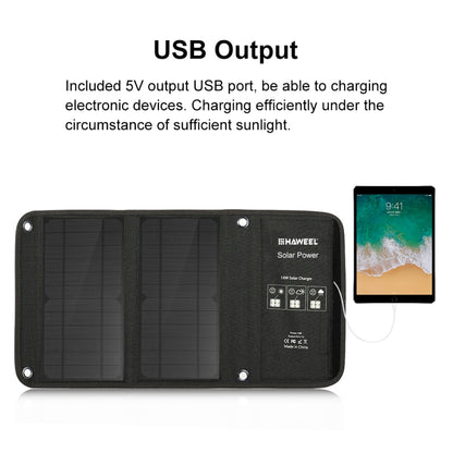 HAWEEL 14W Foldable Solar Panel Charger with 5V / 2.4A Max Dual USB Ports - HOMEYSPHERE