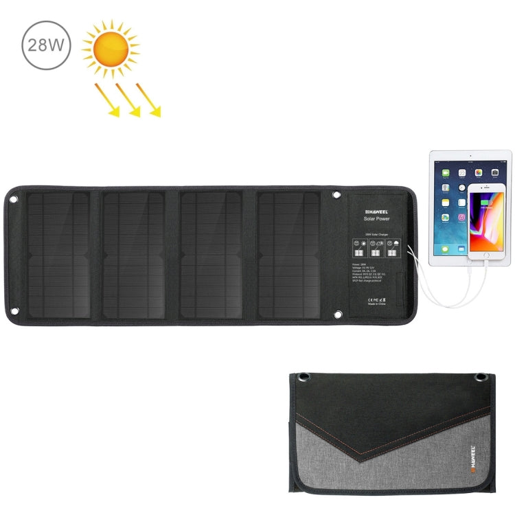 HAWEEL 28W Foldable Solar Panel Charger with 5V 3A Max Dual USB Ports - HOMEYSPHERE