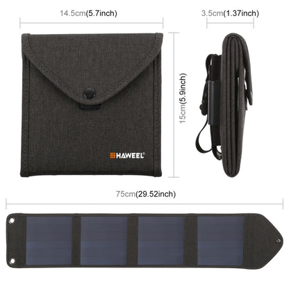 HAWEEL 14W 5V 2.4A Portable Foldable Solar Charger Outdoor Travel Rechargeable Folding Bag with 4 Solar Panels & USB Port, Size: S - HOMEYSPHERE