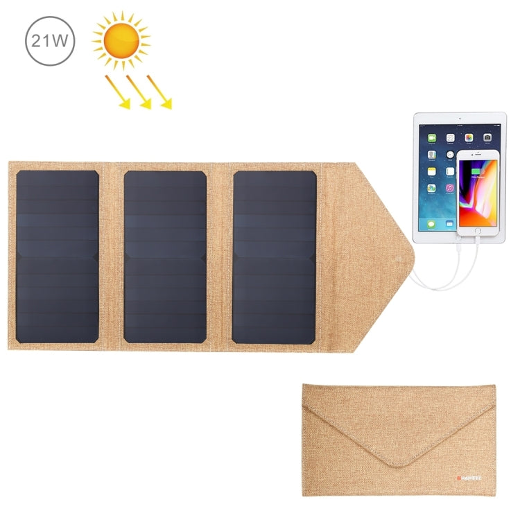 HAWEEL 21W Foldable Solar Panel Charger with 5V 2.9A Max Dual USB Ports(Yellow) - HOMEYSPHERE