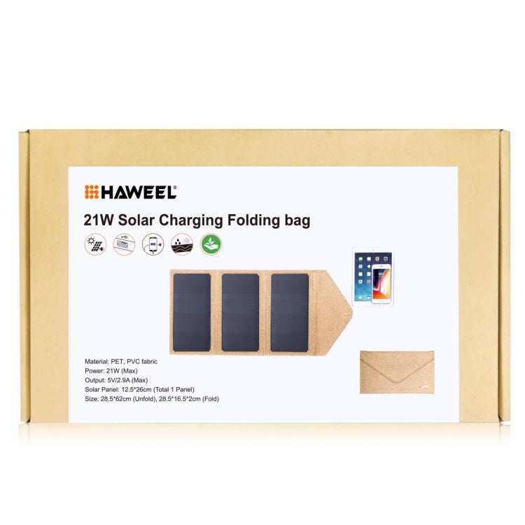 HAWEEL 21W Foldable Solar Panel Charger with 5V 2.9A Max Dual USB Ports(Yellow) - HOMEYSPHERE