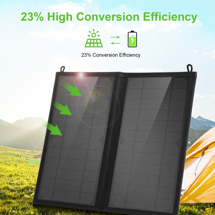 HAWEEL 12W 2 Panels Foldable Solar Panel Charger Bag with 5V / 3.1A Max Dual USB Ports, Support QC3.0 and AFC - HOMEYSPHERE