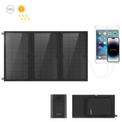 HAWEEL 18W 3 Panels Foldable Solar Panel Charger Bag with 5V / 3.1A Max Dual USB Ports, Support QC3.0 and AFC - HOMEYSPHERE