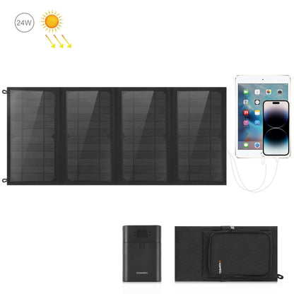 HAWEEL 24W 4 Panels Foldable Solar Panel Charger Bag with 5V / 3.1A Max Dual USB Ports, Support QC3.0 and AFC - HOMEYSPHERE