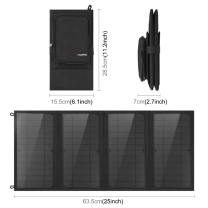 HAWEEL 24W 4 Panels Foldable Solar Panel Charger Bag with 5V / 3.1A Max Dual USB Ports, Support QC3.0 and AFC - HOMEYSPHERE