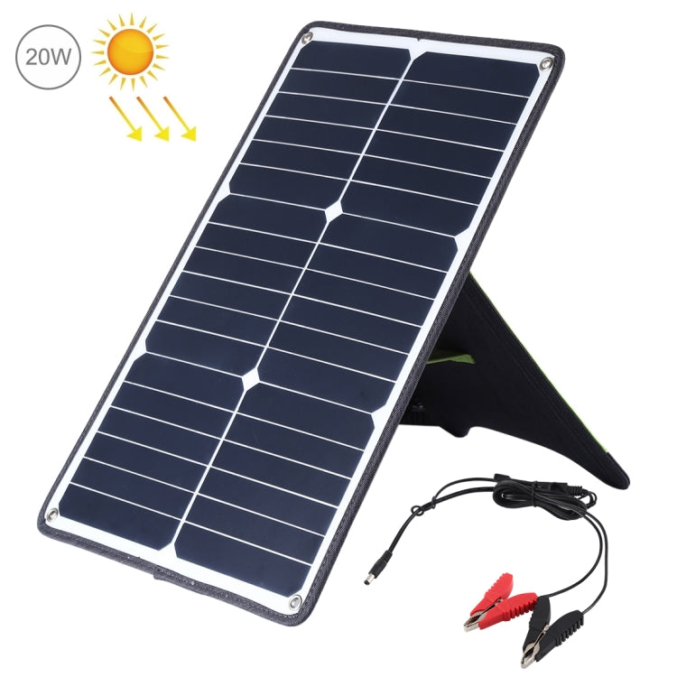 HAWEEL Portable 20W Monocrystalline Silicon Solar Power Panel Charger, with USB Port & Holder & Tiger Clip, Support QC3.0 and AFC(Black) - HOMEYSPHERE