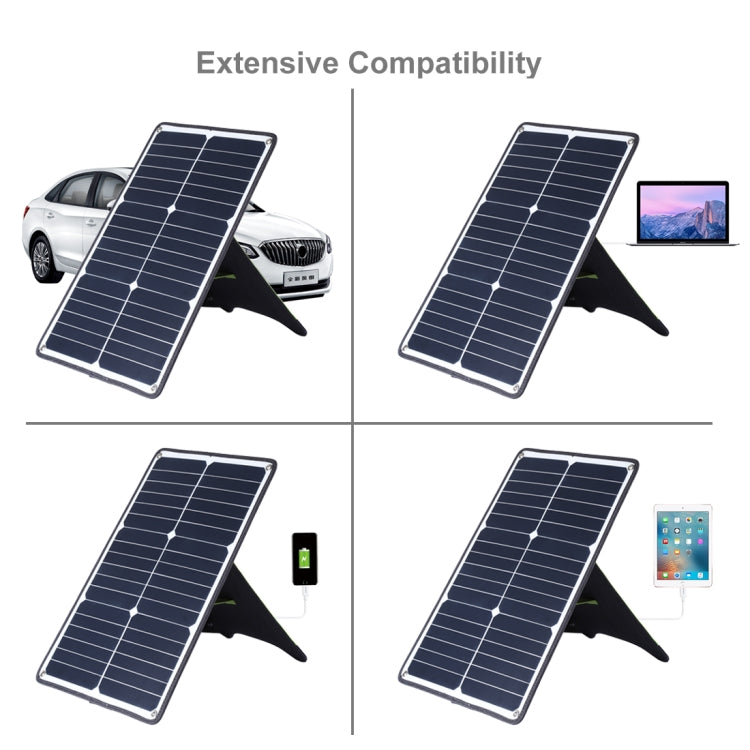 HAWEEL Portable 20W Monocrystalline Silicon Solar Power Panel Charger, with USB Port & Holder & Tiger Clip, Support QC3.0 and AFC(Black) - HOMEYSPHERE