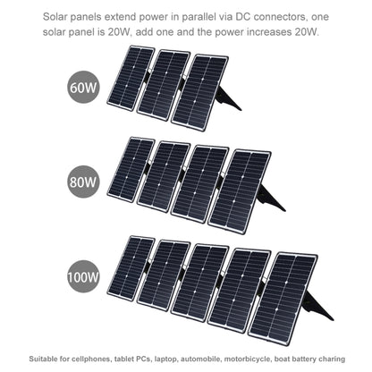 HAWEEL Portable 20W Monocrystalline Silicon Solar Power Panel Charger, with USB Port & Holder & Tiger Clip, Support QC3.0 and AFC(Black) - HOMEYSPHERE