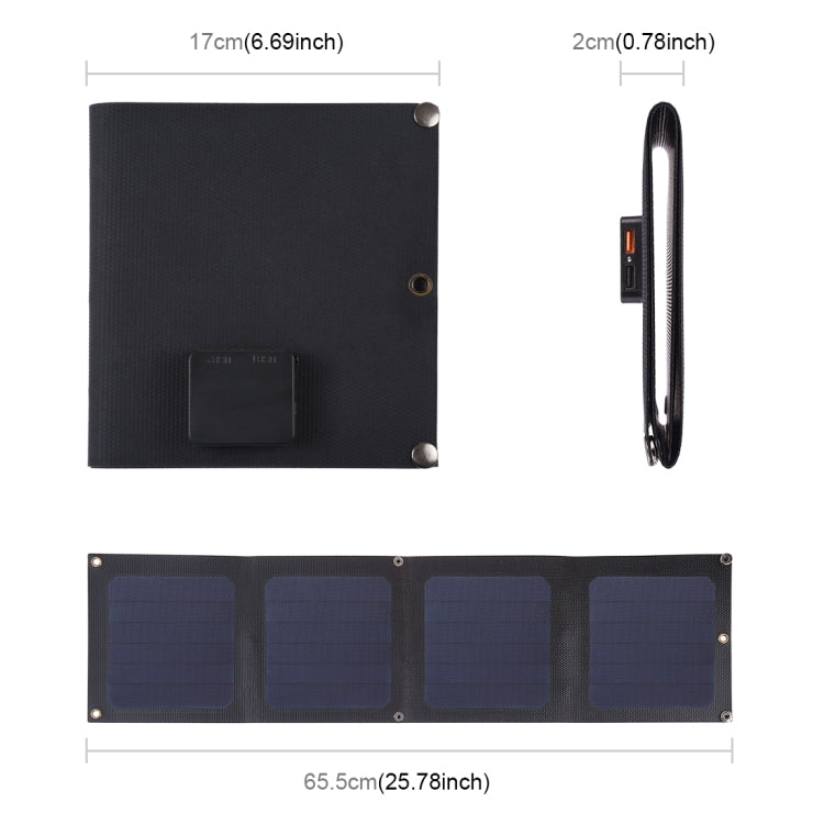 HAWEEL 14W 4-Fold ETFE Solar Panel Charger with 5V / 2.1A Max Dual USB Ports, Support QC3.0 and AFC(Black) - HOMEYSPHERE