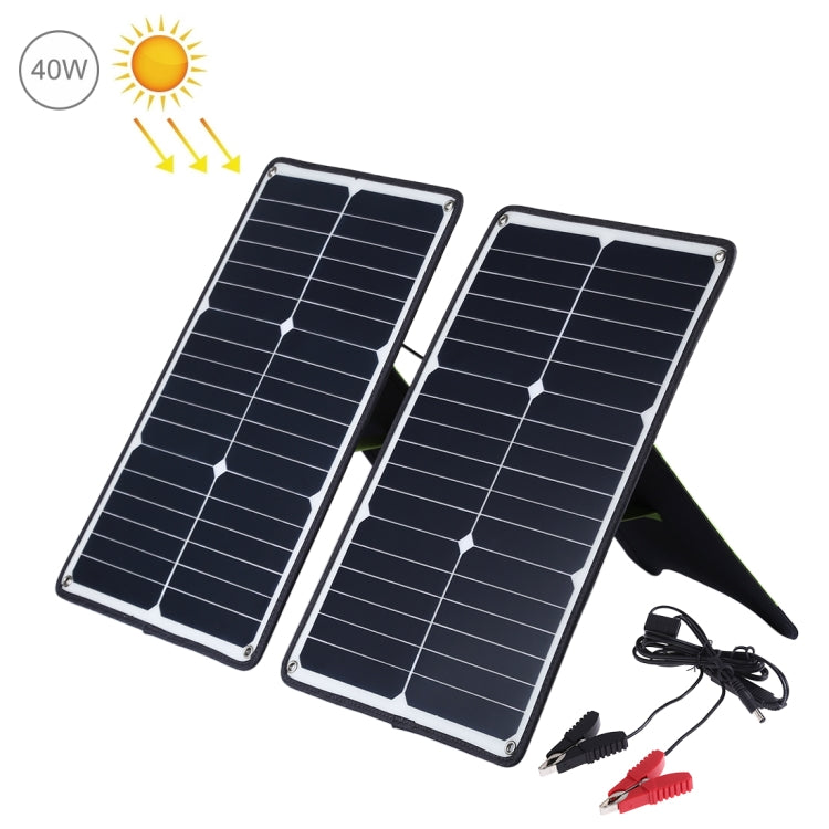 HAWEEL 2 PCS 20W Monocrystalline Silicon Solar Power Panel Charger, with USB Port & Holder & Tiger Clip, Support QC3.0 and AFC(Black) - HOMEYSPHERE