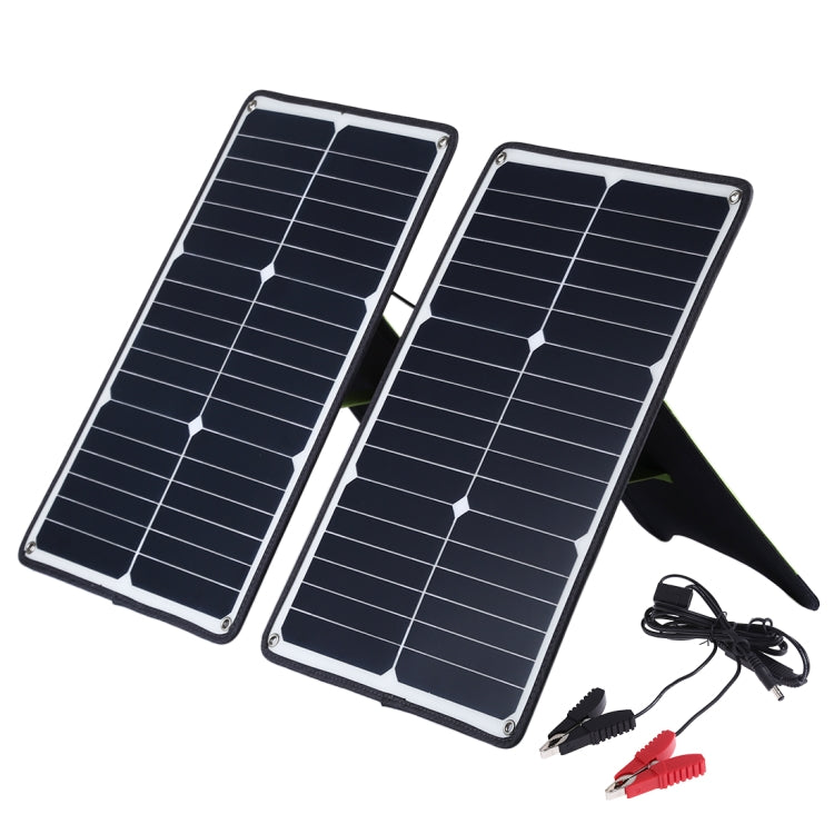 HAWEEL 2 PCS 20W Monocrystalline Silicon Solar Power Panel Charger, with USB Port & Holder & Tiger Clip, Support QC3.0 and AFC(Black) - HOMEYSPHERE