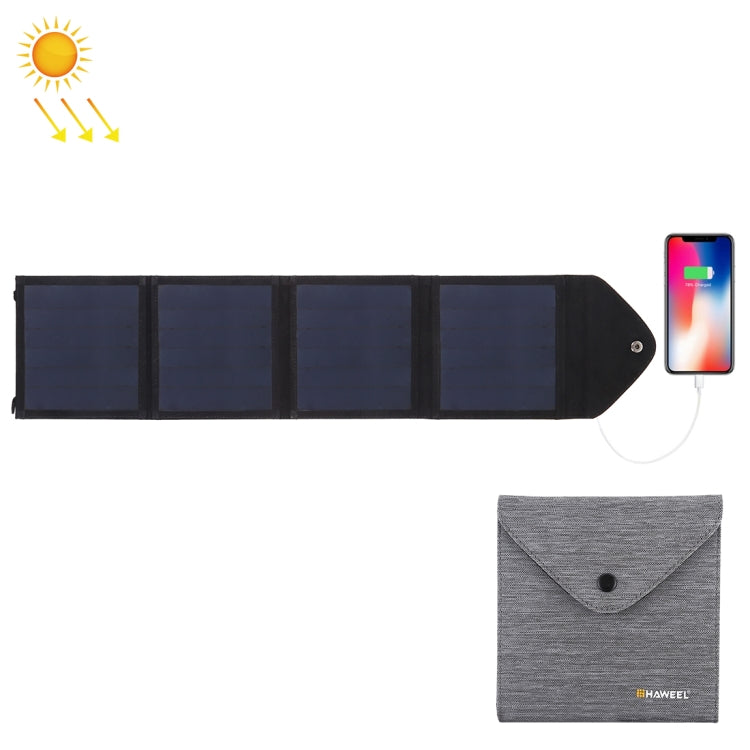 HAWEEL 14W Ultrathin Foldable Solar Panel Charger with 5V / 2.2A USB Port, Support QC3.0 and AFC(Black) - HOMEYSPHERE