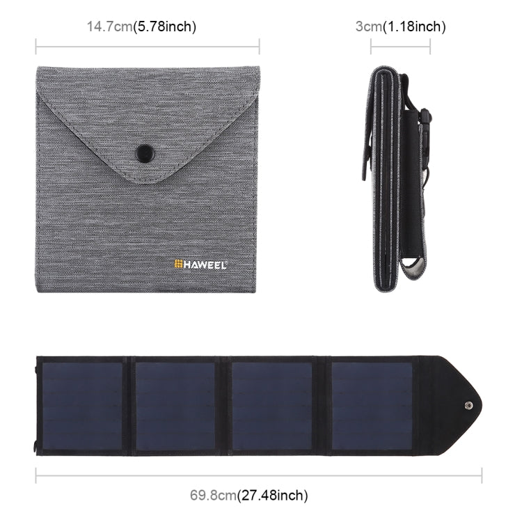 HAWEEL 14W Ultrathin Foldable Solar Panel Charger with 5V / 2.2A USB Port, Support QC3.0 and AFC(Black) - HOMEYSPHERE