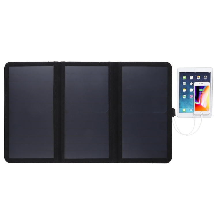 HAWEEL 21W Ultrathin 3-Fold Foldable 5V / 3A Solar Panel Charger with Dual USB Ports, Support QC3.0 and AFC(Black) - HOMEYSPHERE