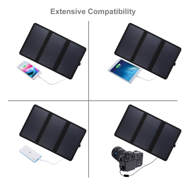 HAWEEL 21W Ultrathin 3-Fold Foldable 5V / 3A Solar Panel Charger with Dual USB Ports, Support QC3.0 and AFC(Black) - HOMEYSPHERE