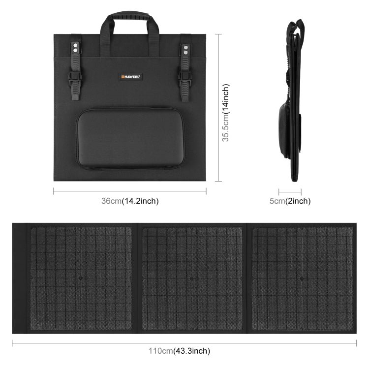 HAWEEL 60W Foldable Solar Panel Charger Travel Folding Bag(Black) - HOMEYSPHERE