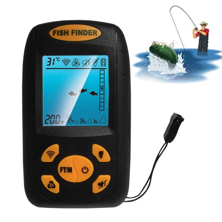 Portable Ultrasonic Fish Finder, Water Depth & Temperature Fishfinder with Wired Sonar Sensor Transducer and LCD Display - HOMEYSPHERE