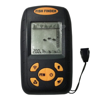 Portable Ultrasonic Fish Finder, Water Depth & Temperature Fishfinder with Wired Sonar Sensor Transducer and LCD Display - HOMEYSPHERE