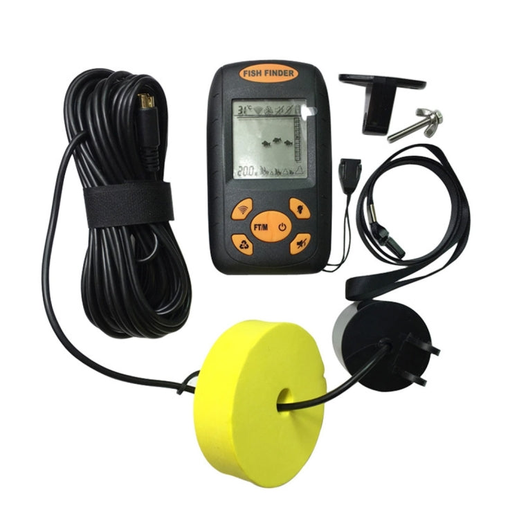 Portable Ultrasonic Fish Finder, Water Depth & Temperature Fishfinder with Wired Sonar Sensor Transducer and LCD Display - HOMEYSPHERE