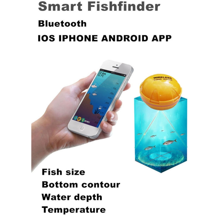 Bluetooth Fish Detector 125KHz Sonar Sensor 0.6-36m Depth Locator Fishes Finder Alarm for iOS & Android Mobile Phones - HOMEYSPHERE