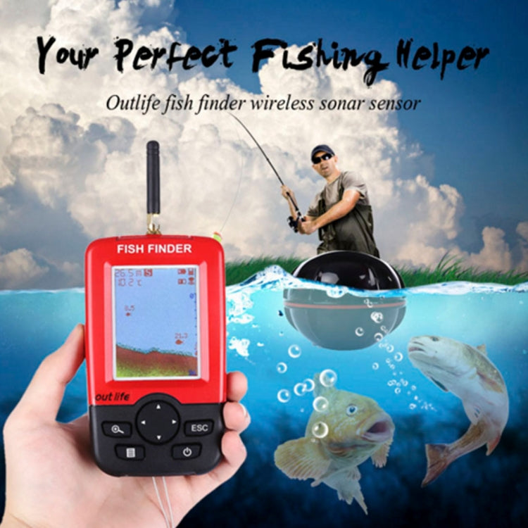 XJ-01 Wireless Fish Detector 125KHz Sonar Sensor 0.6-36m Depth Locator Fishes Finder with 2.4 inch LCD Screen & Antenna, Built-in Water Temperature Sensor - HOMEYSPHERE