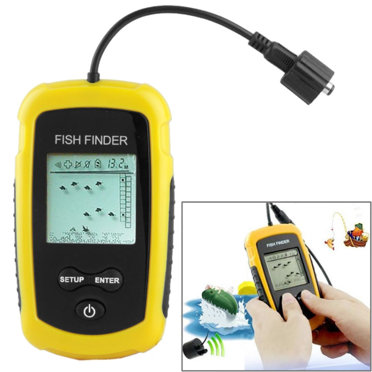 Portable Fish Finder with 2.0 inch Display, Depth Readings From 2.0 to 328ft (0.6-100m)(Yellow) - HOMEYSPHERE