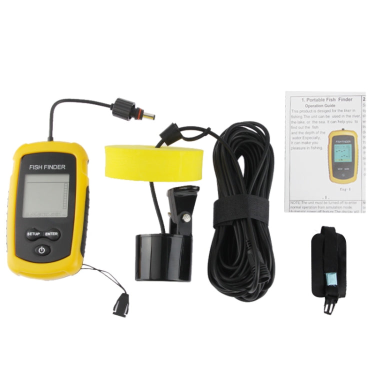 Portable Fish Finder with 2.0 inch Display, Depth Readings From 2.0 to 328ft (0.6-100m)(Yellow) - HOMEYSPHERE