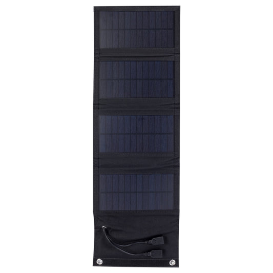 7W Monocrystalline Silicon Foldable Solar Panel Outdoor Charger with 5V Dual USB Ports (Black) - HOMEYSPHERE