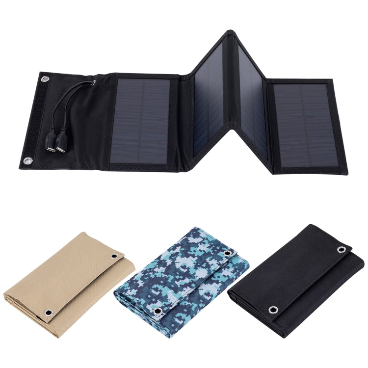 7W Monocrystalline Silicon Foldable Solar Panel Outdoor Charger with 5V Dual USB Ports (Black) - HOMEYSPHERE